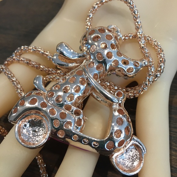 Betsey Johnston dog on scooter necklace - Picture 2 of 2